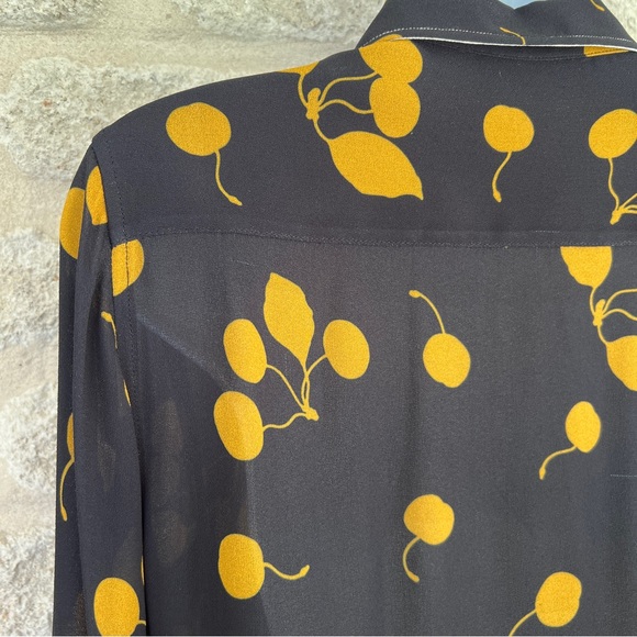 3.1 Phillip Lim blouse button up cherries navy gold 4 - Picture 6 of 10